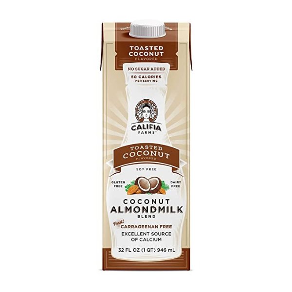 Califia Farms - Almond Milk, Toasted Coconut, 32 Oz (Pack of 6) 