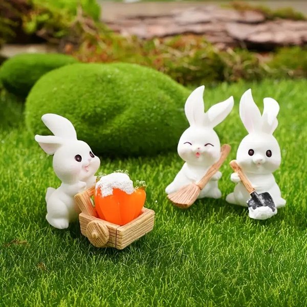 5pcs/set Mini Snow Rabbit, Diy Decorative Accessories, Cute Rabbit Ornaments - Patio, Lawn & Garden - Temu