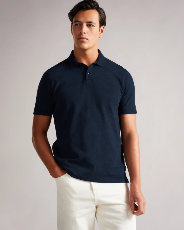 Tyssen Short Sleeve Flower Jacquard Polo Shirt