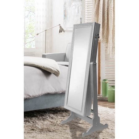 Finesse Modern Contemporary Crystal-Bordered Rectangular Jewelry Armoire Cheval Mirror, Full-length Classic Silver - Walmart.com