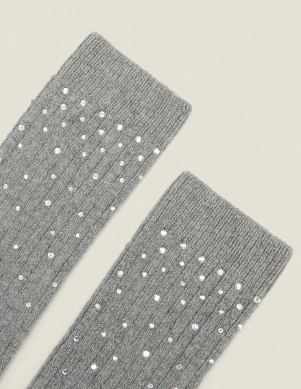 Socks embellished with rhinestones