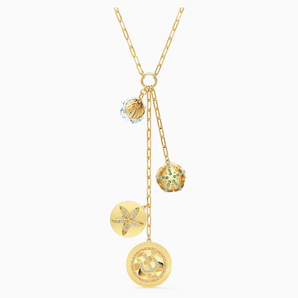 Shine Y Necklace, Light multi-colored, Gold-tone plated by SWAROVSKI