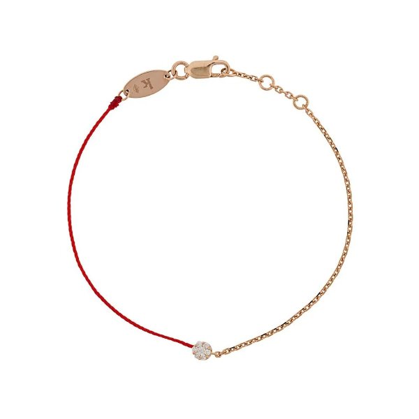 diamond and 18kt rose gold string and chain bracelet