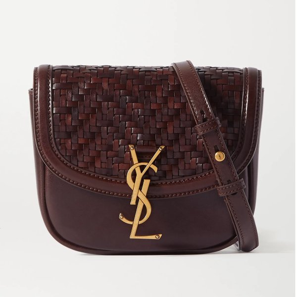 Kaia small woven leather shoulder bag