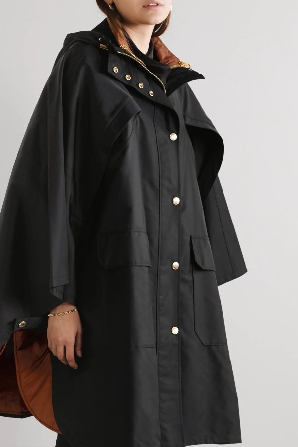 Oversized hooded shell poncho