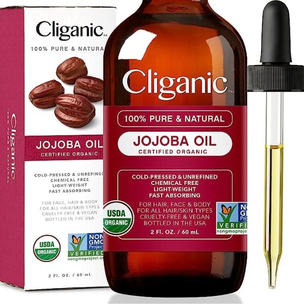 USDA Organic Jojoba Oil, 100% Pure (2oz) | Natural Cold Pressed Unrefined Hexane Free Oil for Hair & Face | Base Carrier Oil