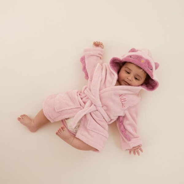 Personalized Pink Owl Robe Welcome %1