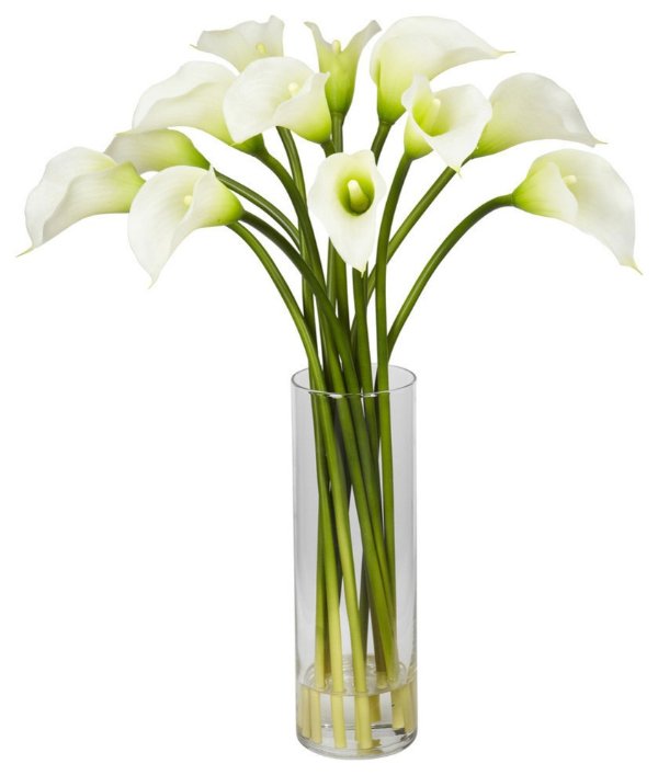 Mini Calla Lily Flower Arrangement - Traditional - Artificial Flower Arrangements - by Nearly Natural, Inc.