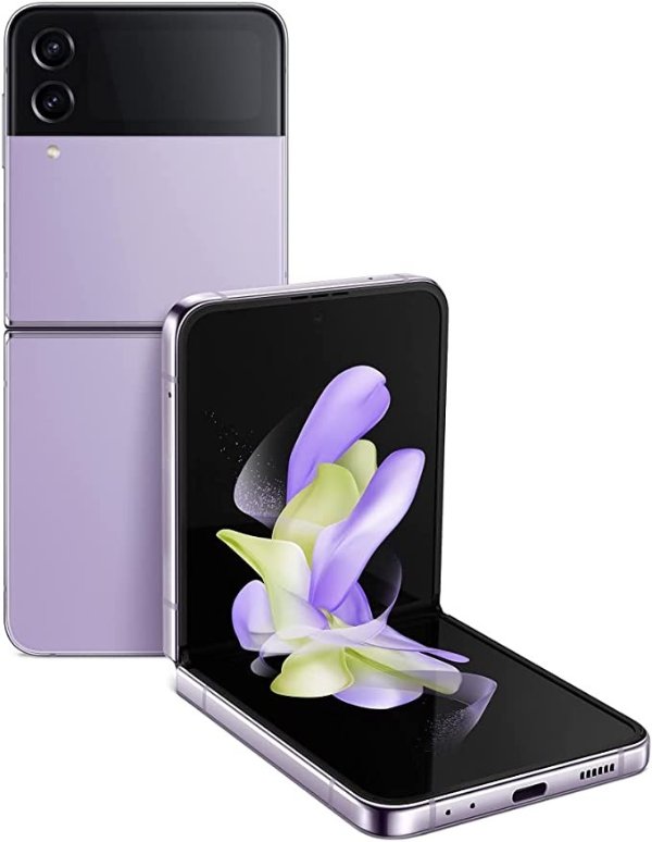 Galaxy Z Flip 4 Cell Phone, Factory Unlocked Android Smartphone, 256GB, Flex Mode, Hands Free Camera, Compact, Foldable Design, Informative Cover Screen, US Version, Bora Purple