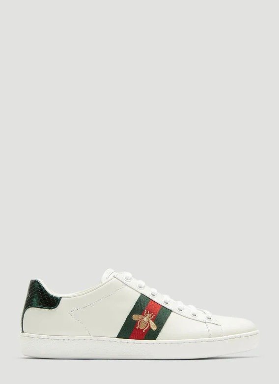 Ace Bee Embroidered Sneakers in White