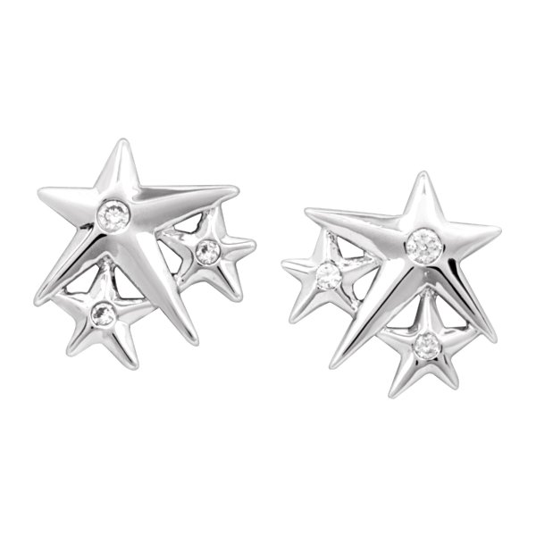 Chrysalis Charmed Rhodium-Flashed Brass Lucky Star Stud Earrings | 'Lucky Star' Stud Earrings, White | Jewelry.com