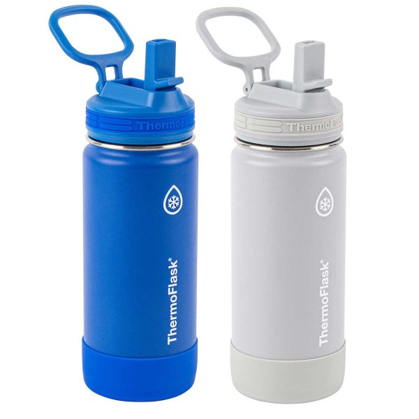 16oz Stainless Steel Water Bottles, 2-pack
