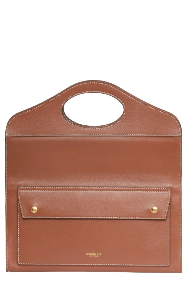 Small Pocket Leather Top Handle Bag