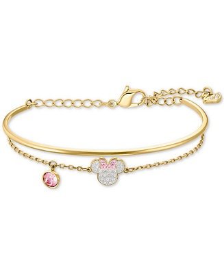 Gold-Tone Crystal Minnie Mouse Bangle & Chain Bracelet