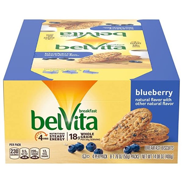 Blueberry Breakfast Biscuits, 8 Packs (4 Biscuits Per Pack)