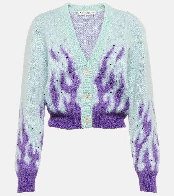 Embellished mohair and wool-blend cardigan