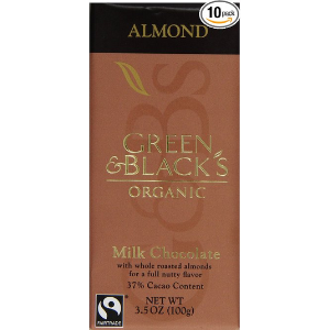 Green & Black's Organic Milk Chocolate Bar, with Whole Almonds, 3.5-Ounce Bars (Pack of 10)