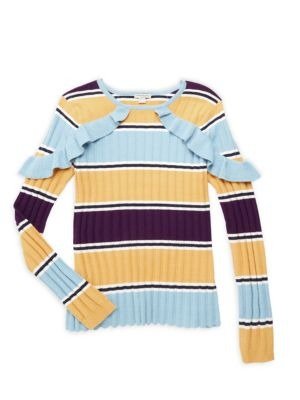 Habitual Girl - Girl's Rylee Striped Ruffle Sweater