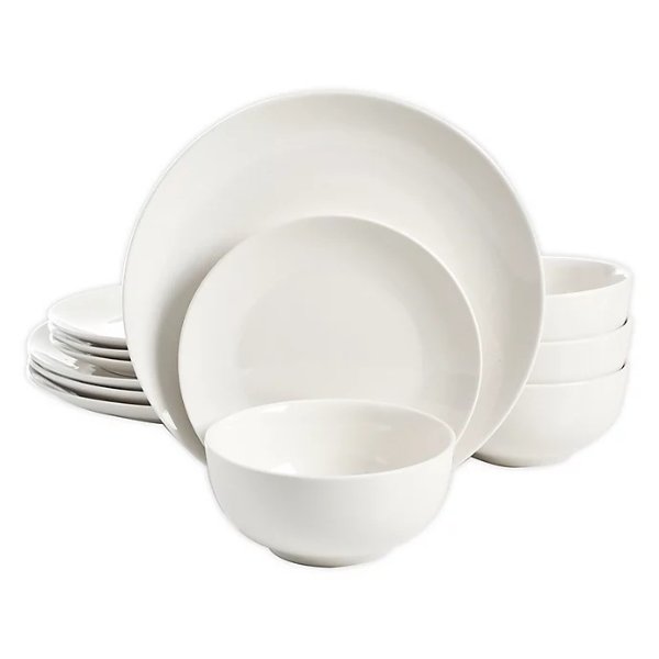 Simply Essential™ Coupe 12-Piece Dinnerware Set in White | Bed Bath & Beyond
