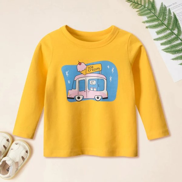 Baby / Toddler Girl Vehicle Pattern letter Print Long-sleeve Tee