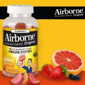 Airborne Assorted Fruit Flavored Gummies 75 count Vitamin C plus Minerals & Herbs Immune Support