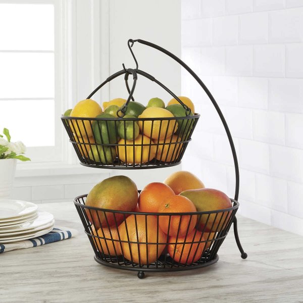 Basics 2-Tier Metal Fruit Basket