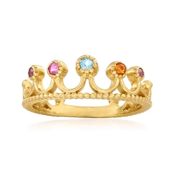 .20 ct. t.w. Multi-Gemstone Crown Ring in 18kt Gold Over Sterling | Ross-Simons