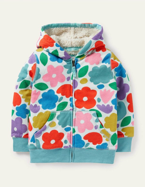 Shaggy-lined Hoodie - Multi Painted Floral | Boden US