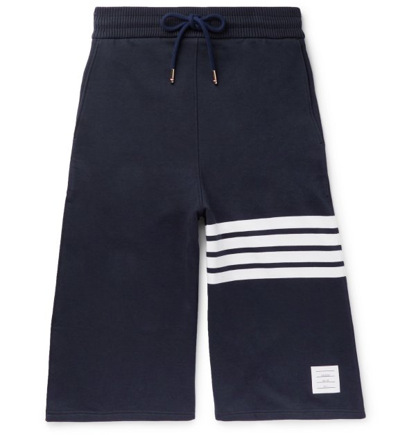 - Wide-Leg Striped Loopback Cotton-Jersey Shorts
