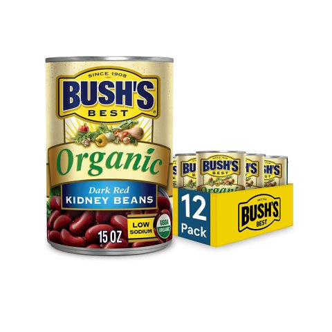 BUSH'S BEST 罐装有机深红色芸豆15oz 12件