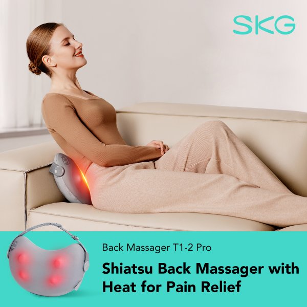Shiatsu Back Massager with Heat,Back and Neck Massager for Pain Relief Deep Tissue,4D Electric Kneading Massage Pillow for Upper and Lower Back,Gifts for Women Men T1-2 PRO