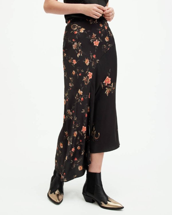 Luisa Tanana Floral Print Midi Skirt