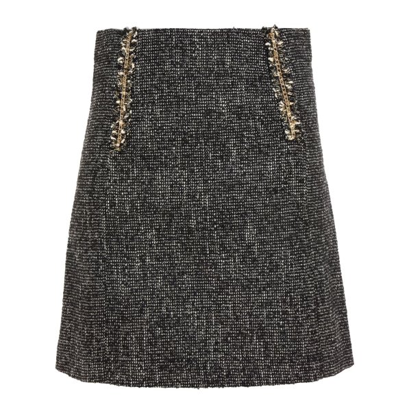 Talie chain-trimmed tweed mini skirt