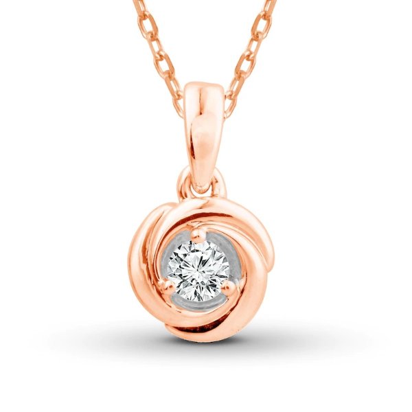 Center of Me Diamond Necklace 1/10 ct tw 10K Rose Gold 18&quot;|Kay