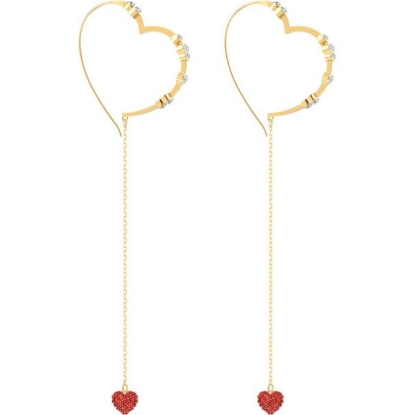 Oxo Pierced Earrings, Red, Gold plating by SWAROVSKI