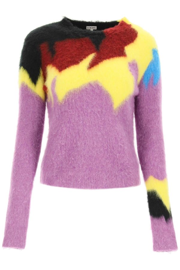 color block intarsia sweater