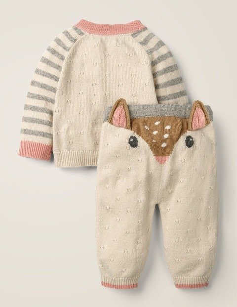Novelty Knitted Play Set - Ecru Marl Deer | Boden US