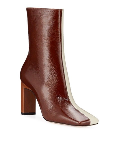 Isa Two-Tone Lacquered Booties