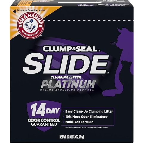 Slide Platinum Easy Clean-Up Clumping Cat Litter, Multi-Cat Litter, 27.5 Pounds