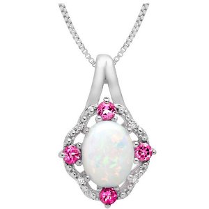 1 1/6 ct Opal & Pink Sapphire Pendant