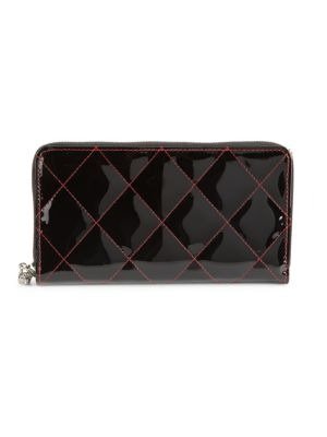 Quilted Patent Leather Zip-Around Wallet