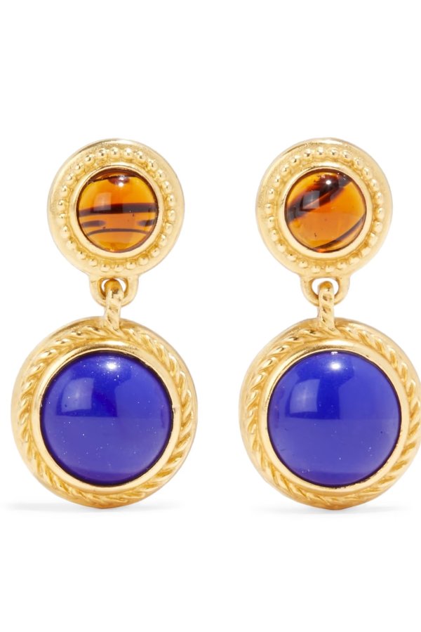 24-karat gold-plated stone earrings