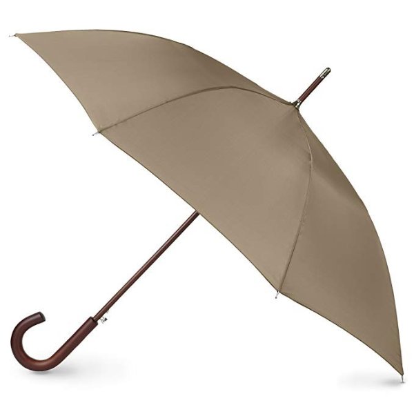 Auto Open Wooden Stick Umbrella, British Tan, One Size