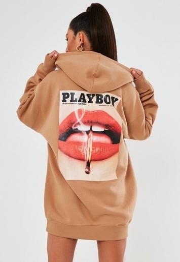 - Playboy xStone Magazine Print Oversized Hoodie Dress