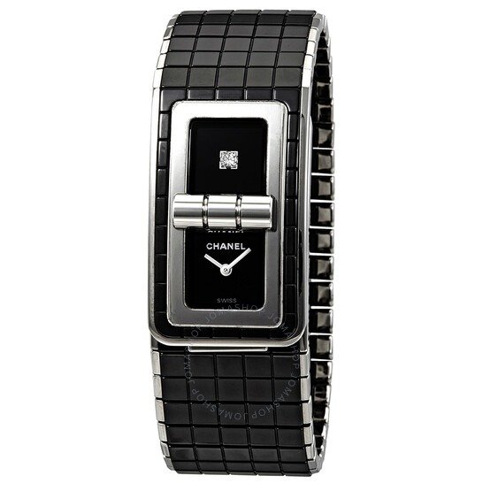 Black Code Coco Black Diamond Dial Ladies Steel and Ceramic Watch H5147