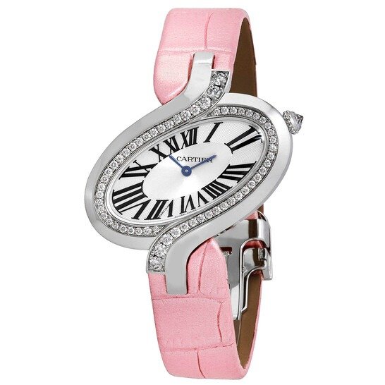Delices deSilver Dial 18kt White Gold Ladies Watch WG800018