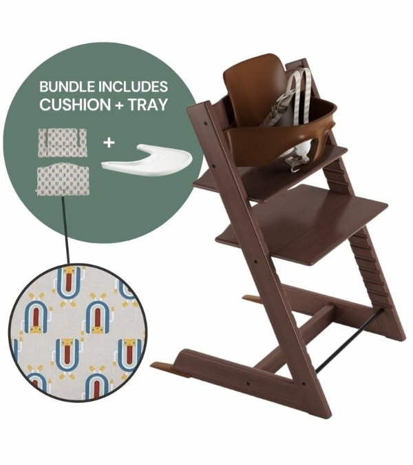 Tripp Trapp Complete High Chair Bundle - Walnut Brown / Robot Grey