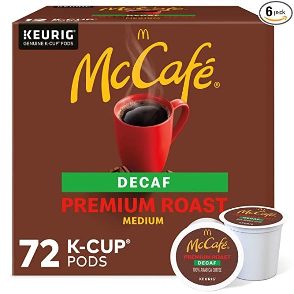 优质中度烘焙无咖啡因K-Cup咖啡胶囊 72颗