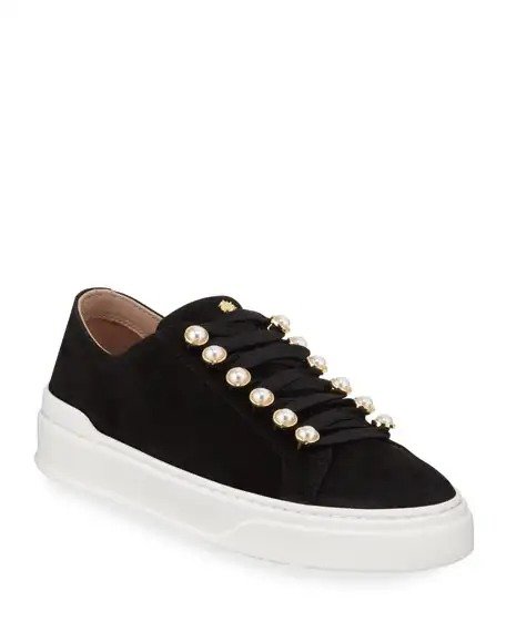 Excelsa Pearly-Detail Suede Low-Top Sneakers
