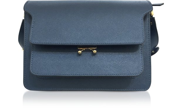 Orion Blue Saffiano Leather Trunk Bag